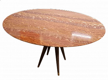 Round wooden table with onyx top by Osvaldo Borsani for Arredamenti Borsani, 1950s