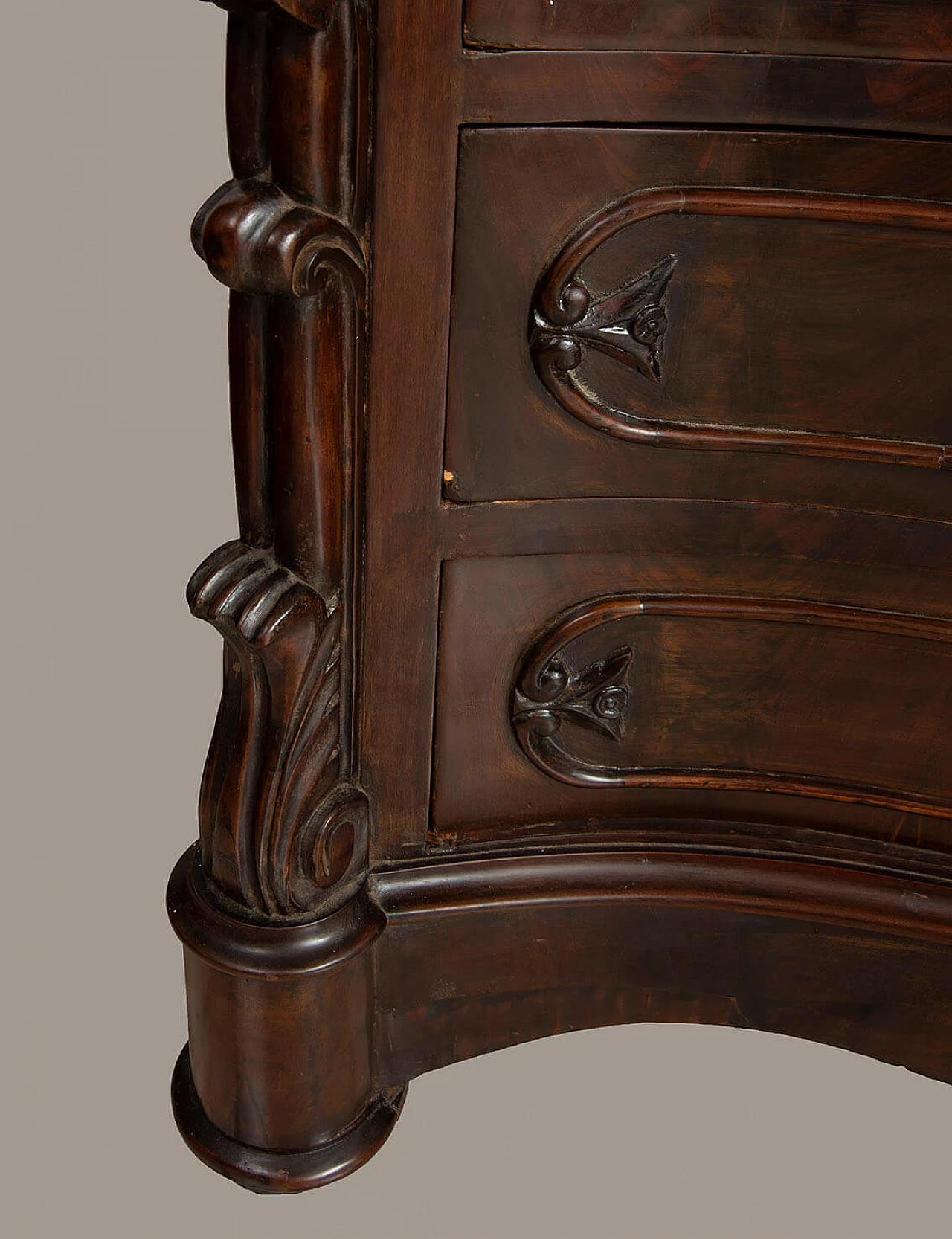 Louis Philippe mahogany feather chest of drawers with marble top, 19th century 4