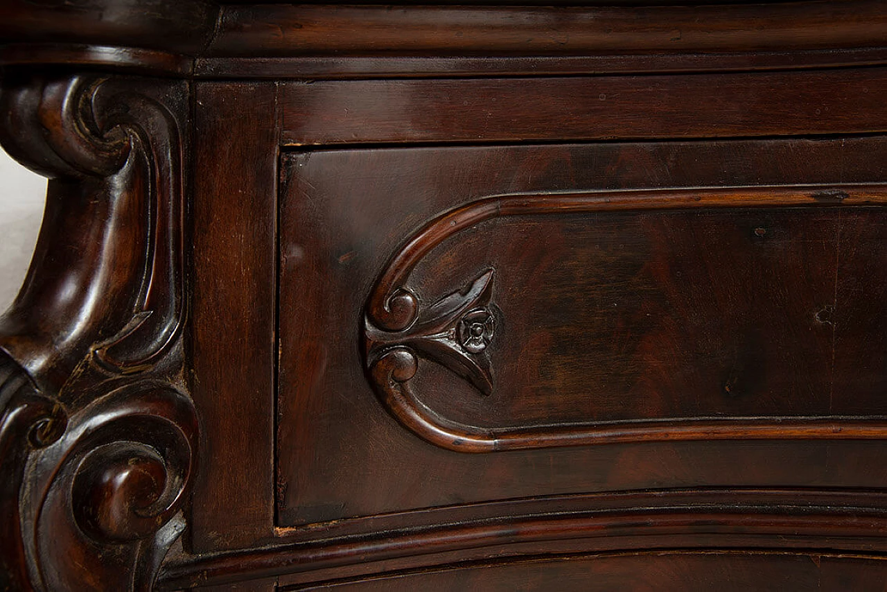 Cassettone Luigi Filippo in piuma di mogano con piano in marmo, '800 5