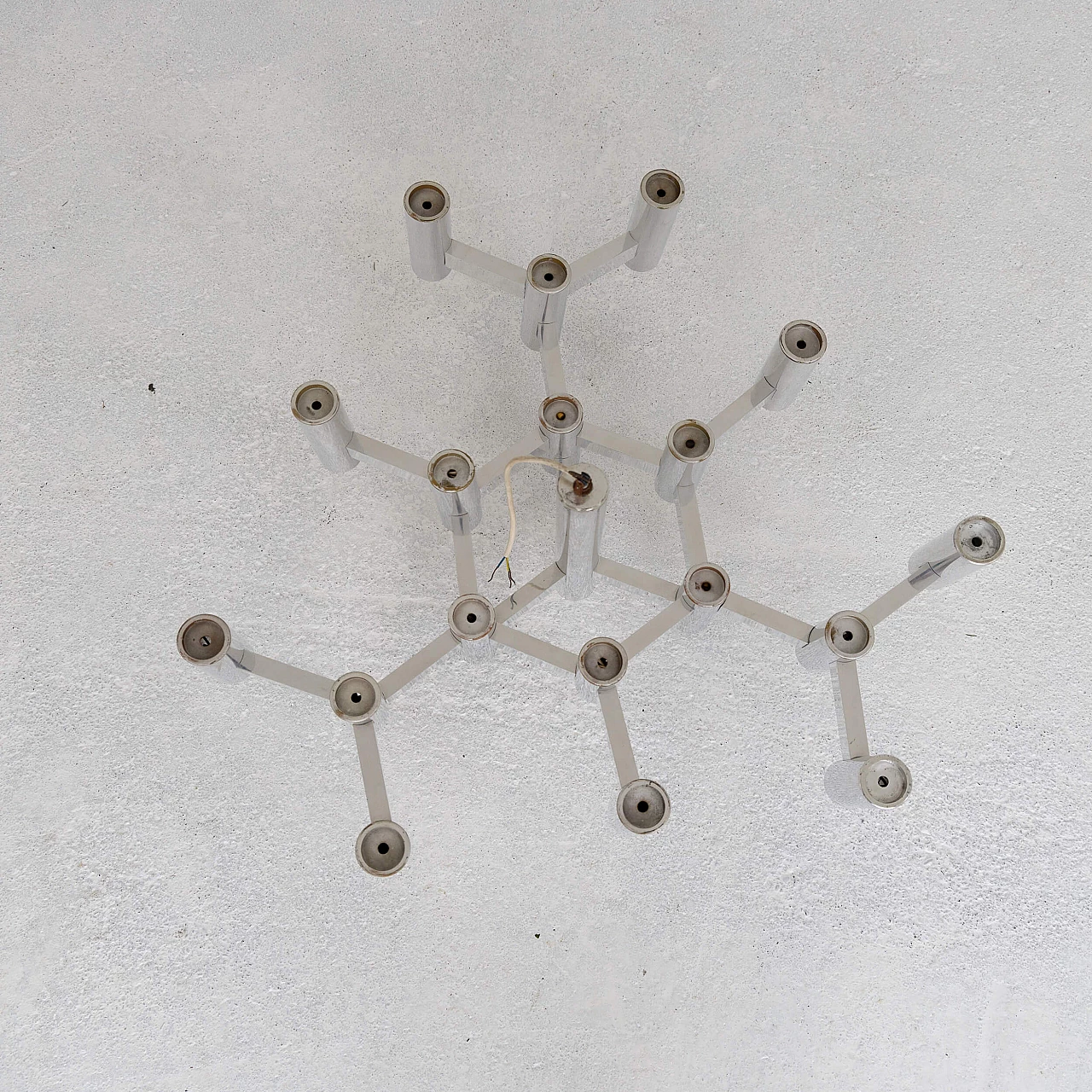 Chrome-plated 19-light ceiling lamp by Sciolari, 1970s 1