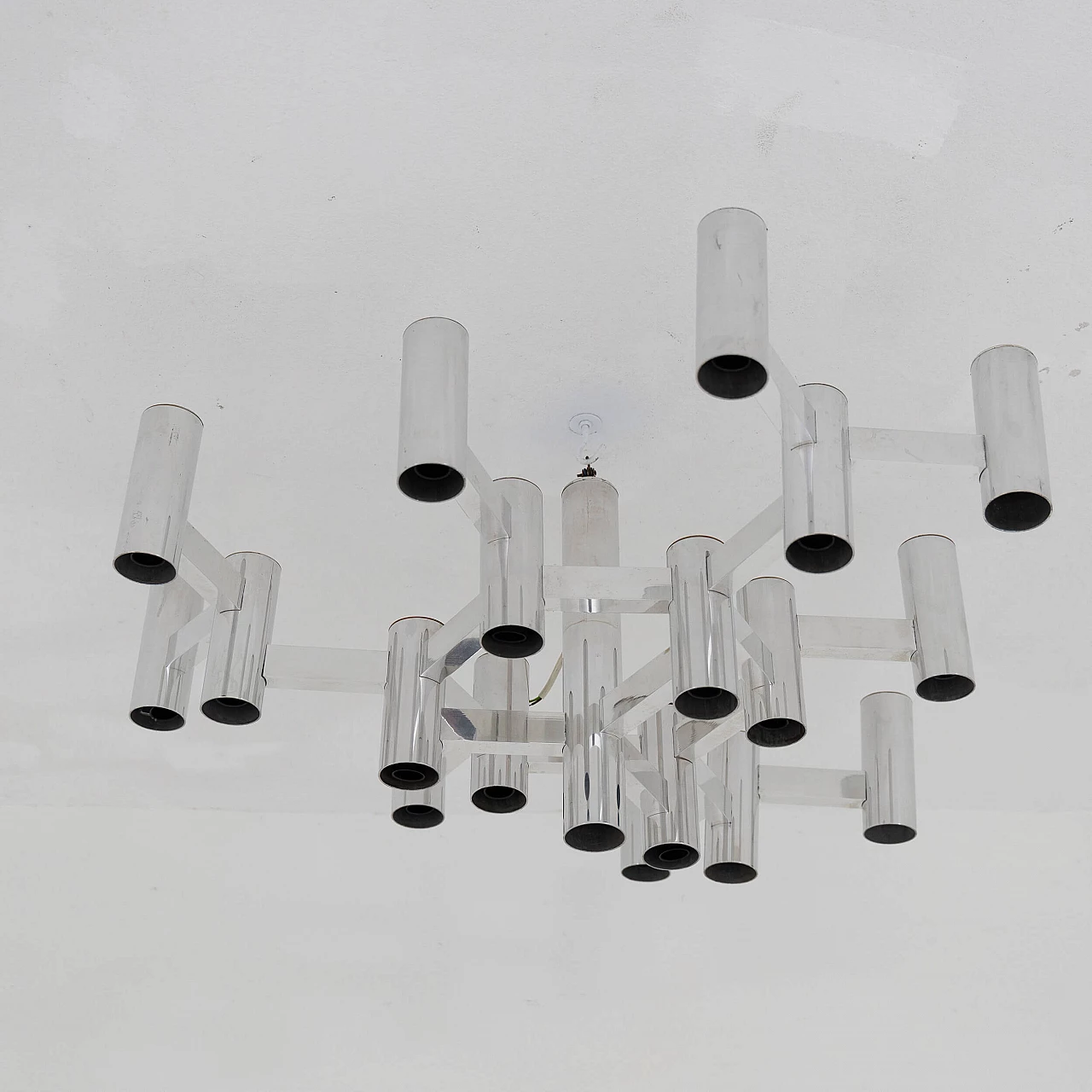 Chrome-plated 19-light ceiling lamp by Sciolari, 1970s 3