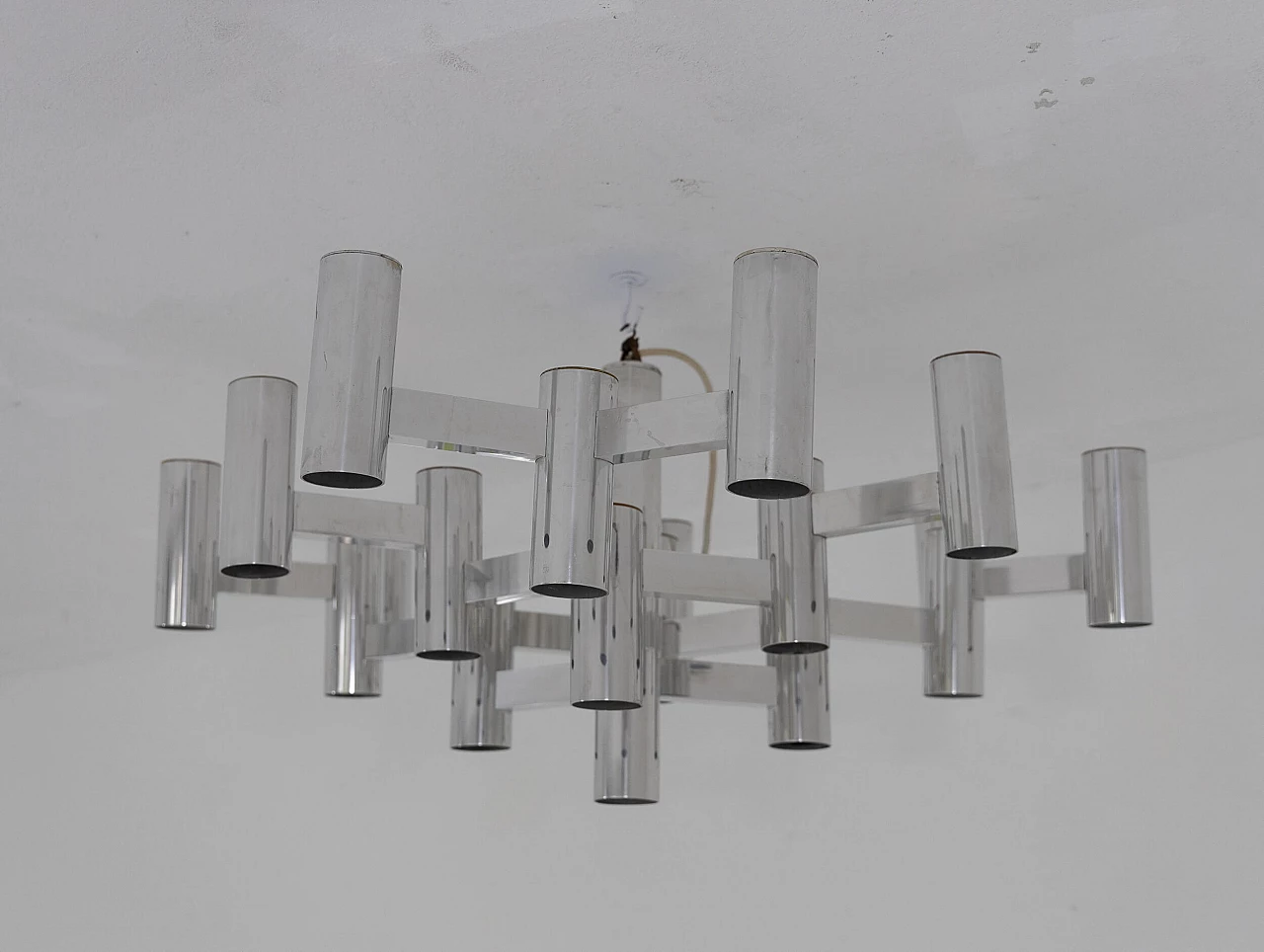 Chrome-plated 19-light ceiling lamp by Sciolari, 1970s 9