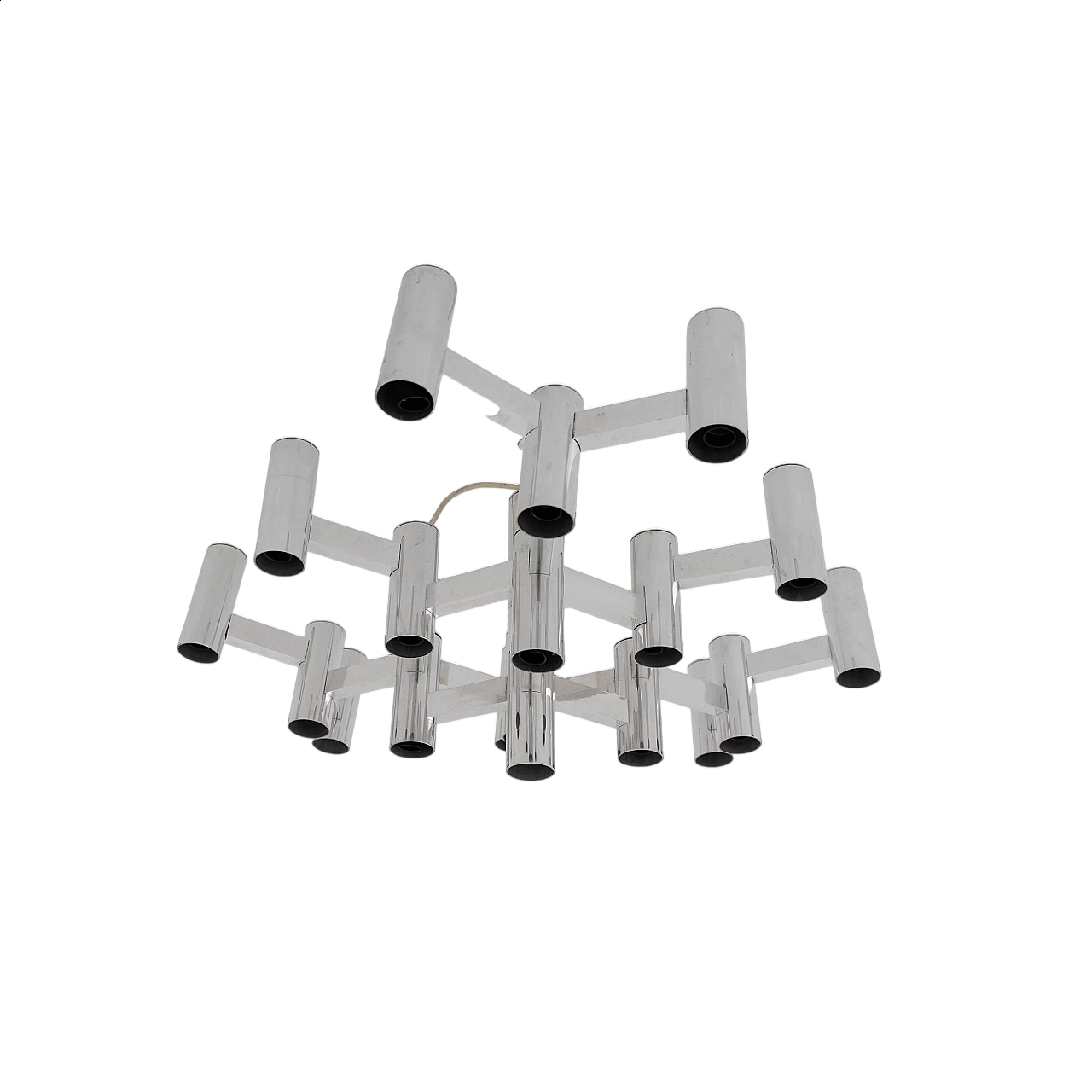 Chrome-plated 19-light ceiling lamp by Sciolari, 1970s 11