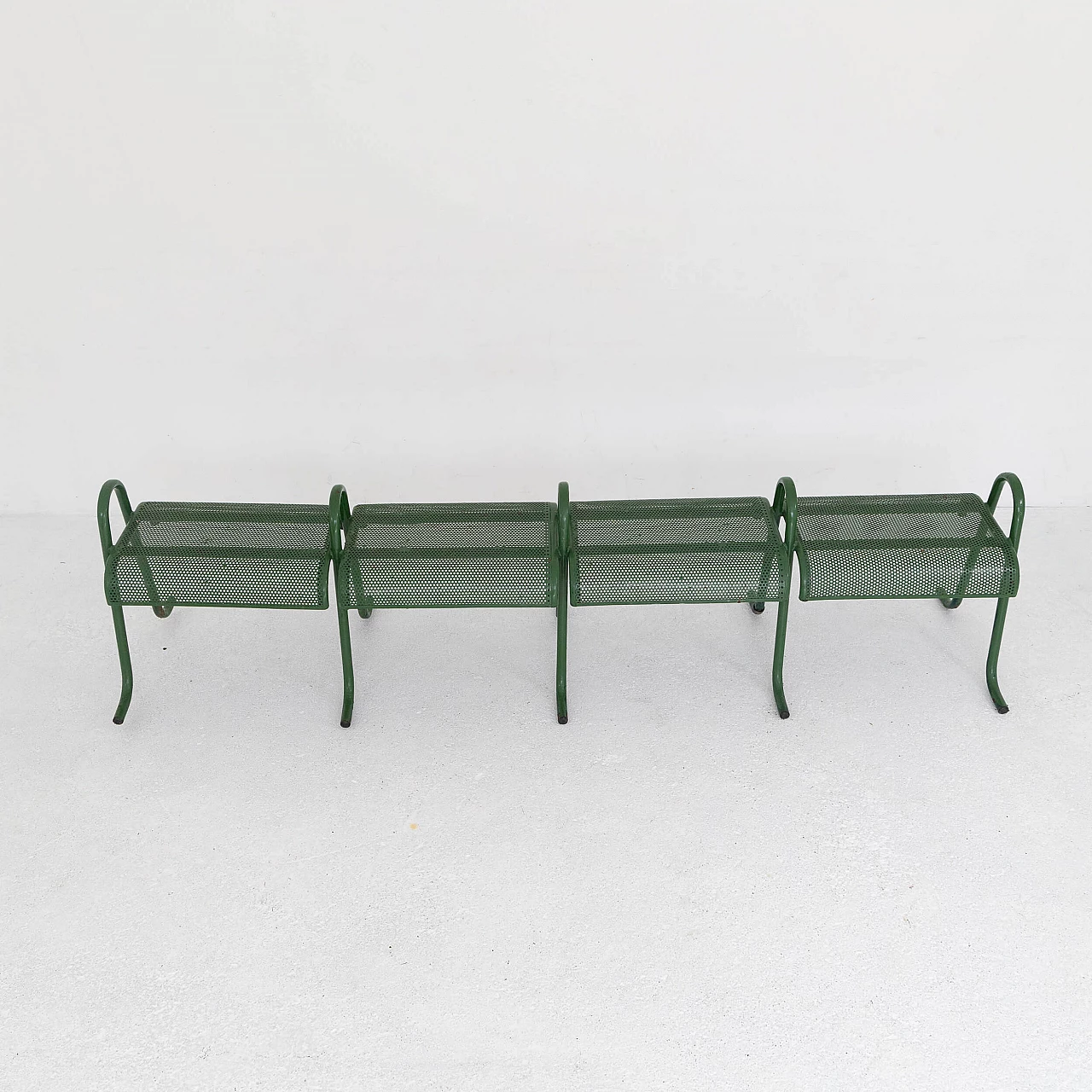 Varnished metal garden bench, 1950s 5