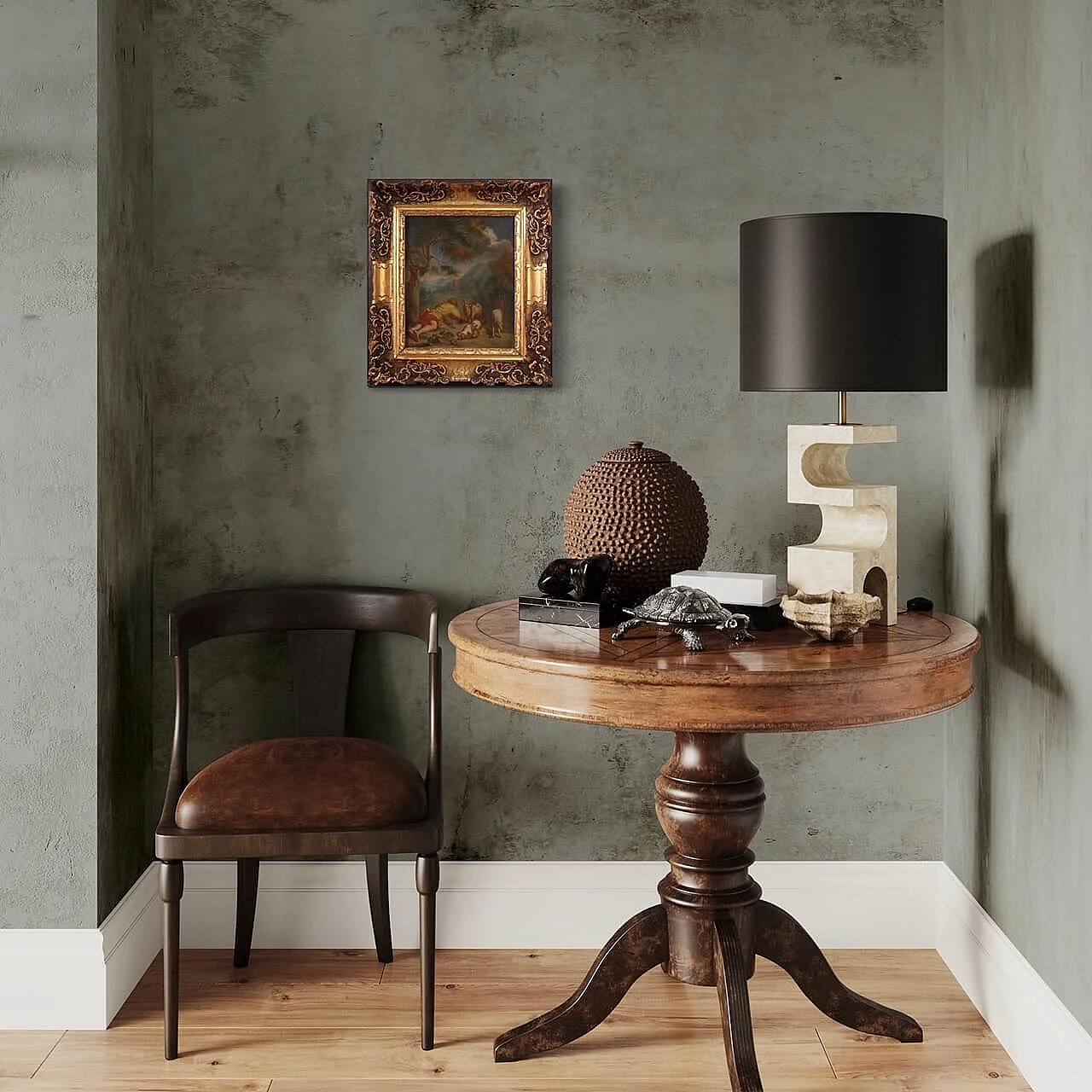 Flemish bucolic landscape, oil on table, 18th century 7