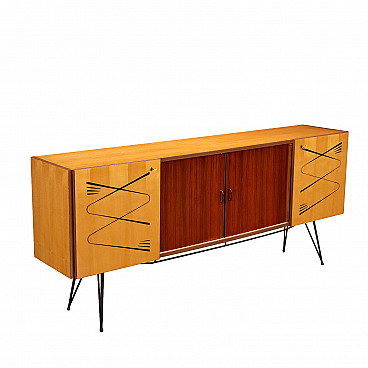 Sideboard in ash and stained mahogany veneer, 1960s