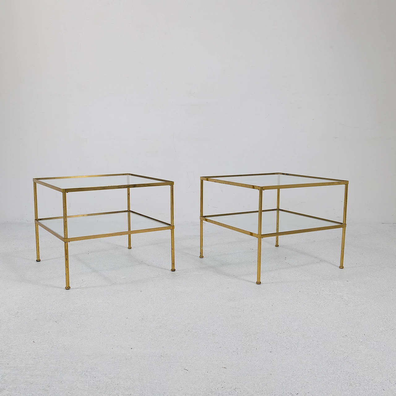 Pair of brass and glass coffee tables, 1950s 2