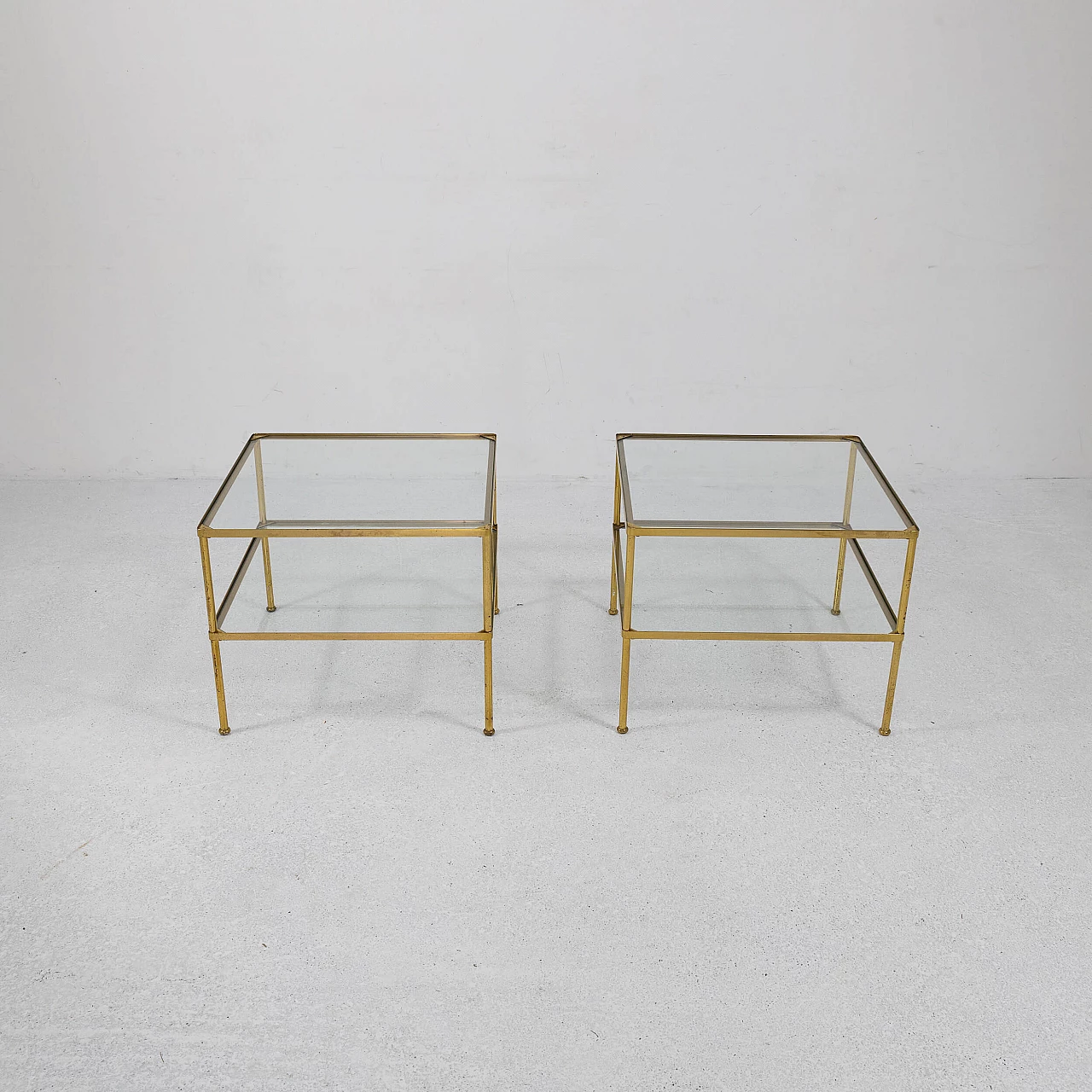 Pair of brass and glass coffee tables, 1950s 3
