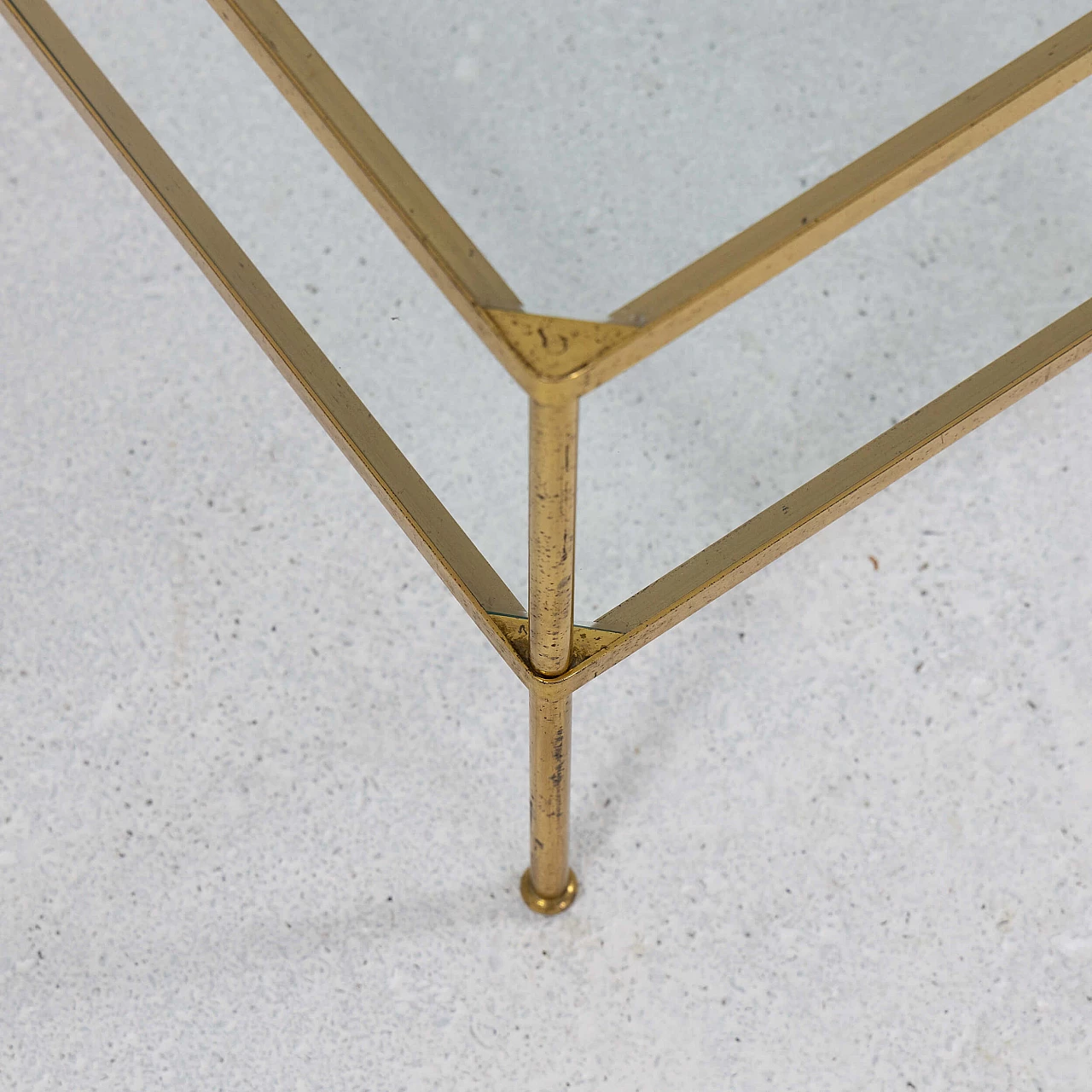 Pair of brass and glass coffee tables, 1950s 4