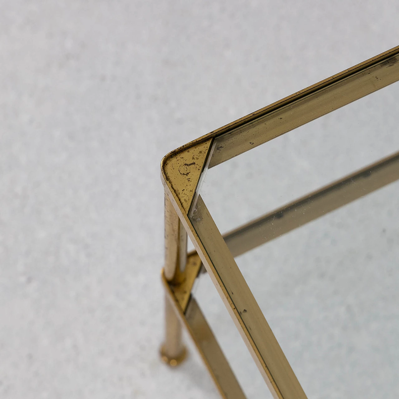 Pair of brass and glass coffee tables, 1950s 5