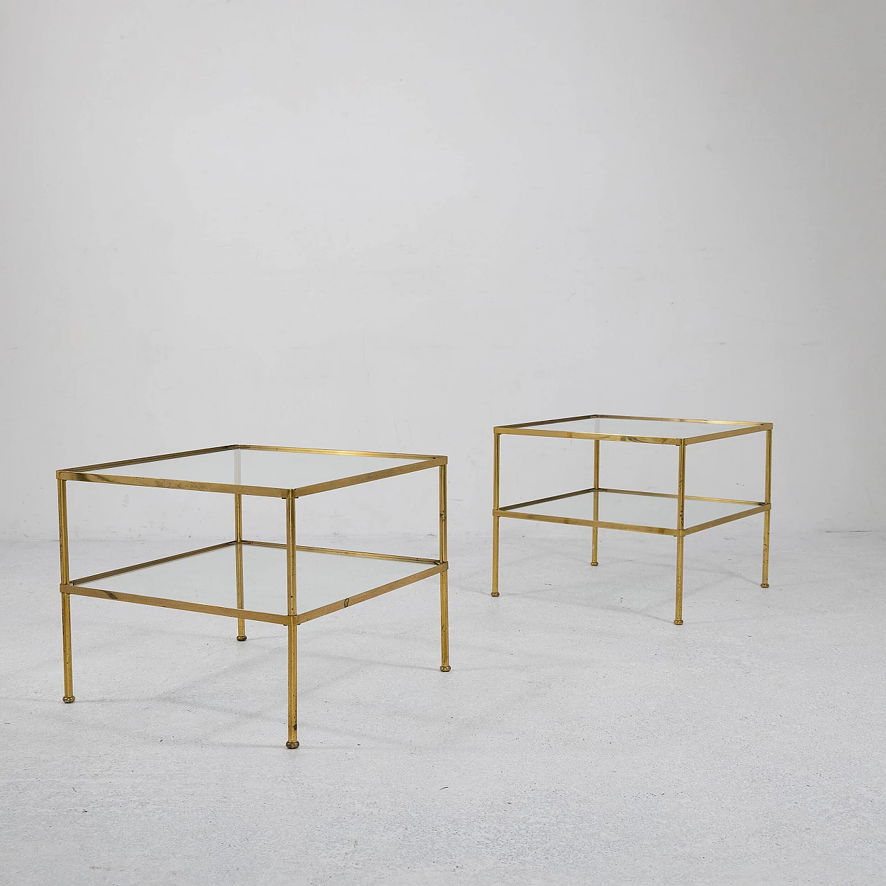 Pair of brass and glass coffee tables, 1950s 7