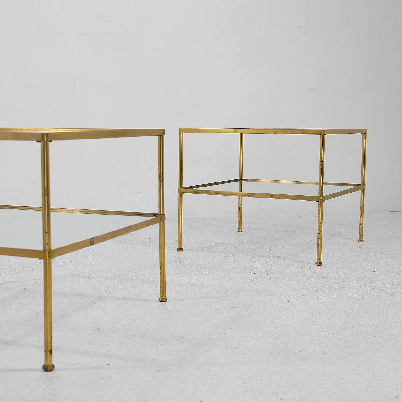 Pair of brass and glass coffee tables, 1950s 8