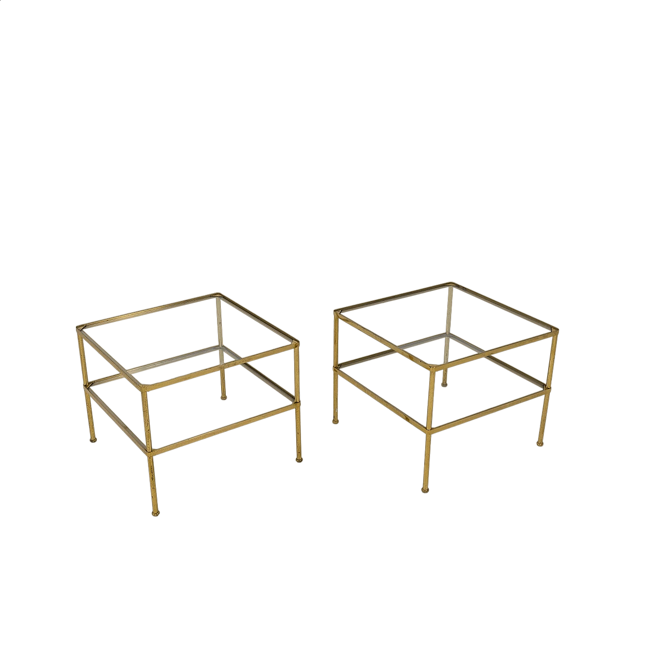 Pair of brass and glass coffee tables, 1950s 13
