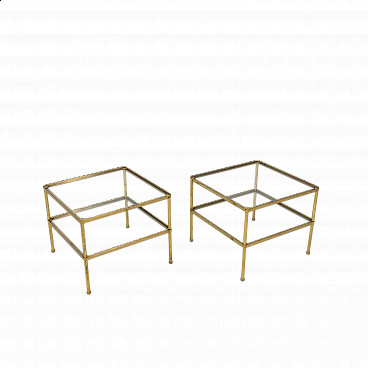Pair of brass and glass coffee tables, 1950s