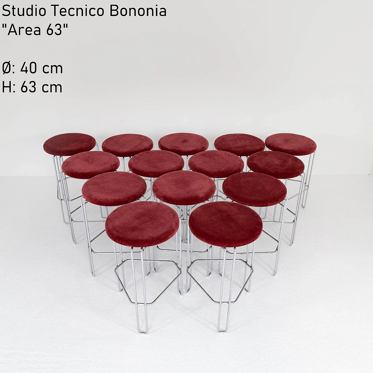 Set of 14 "Area 63" model stools, Bononia Technical Studio 3