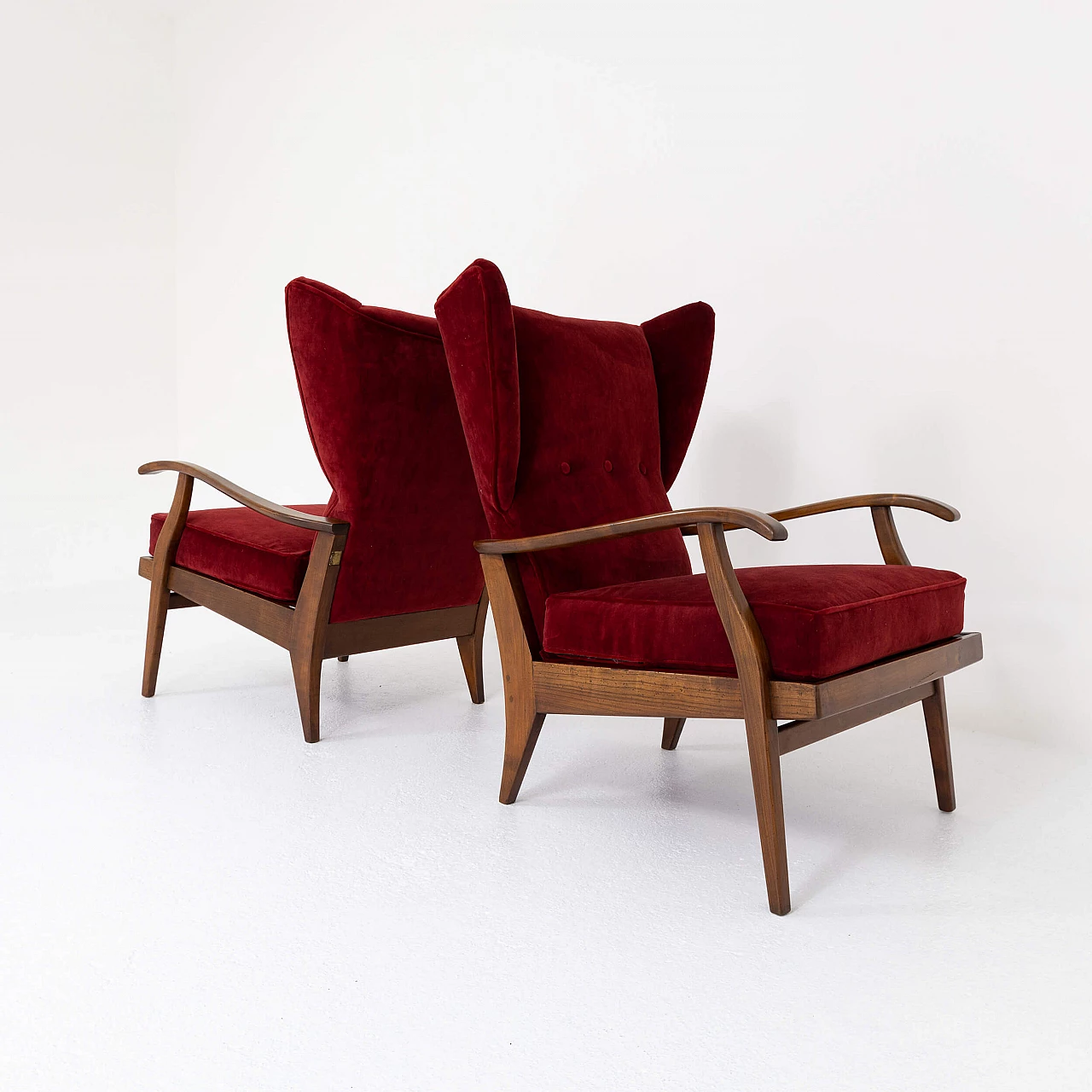 Pair of Camea armchairs by Renzo Franchi in walnut, 1950s 3