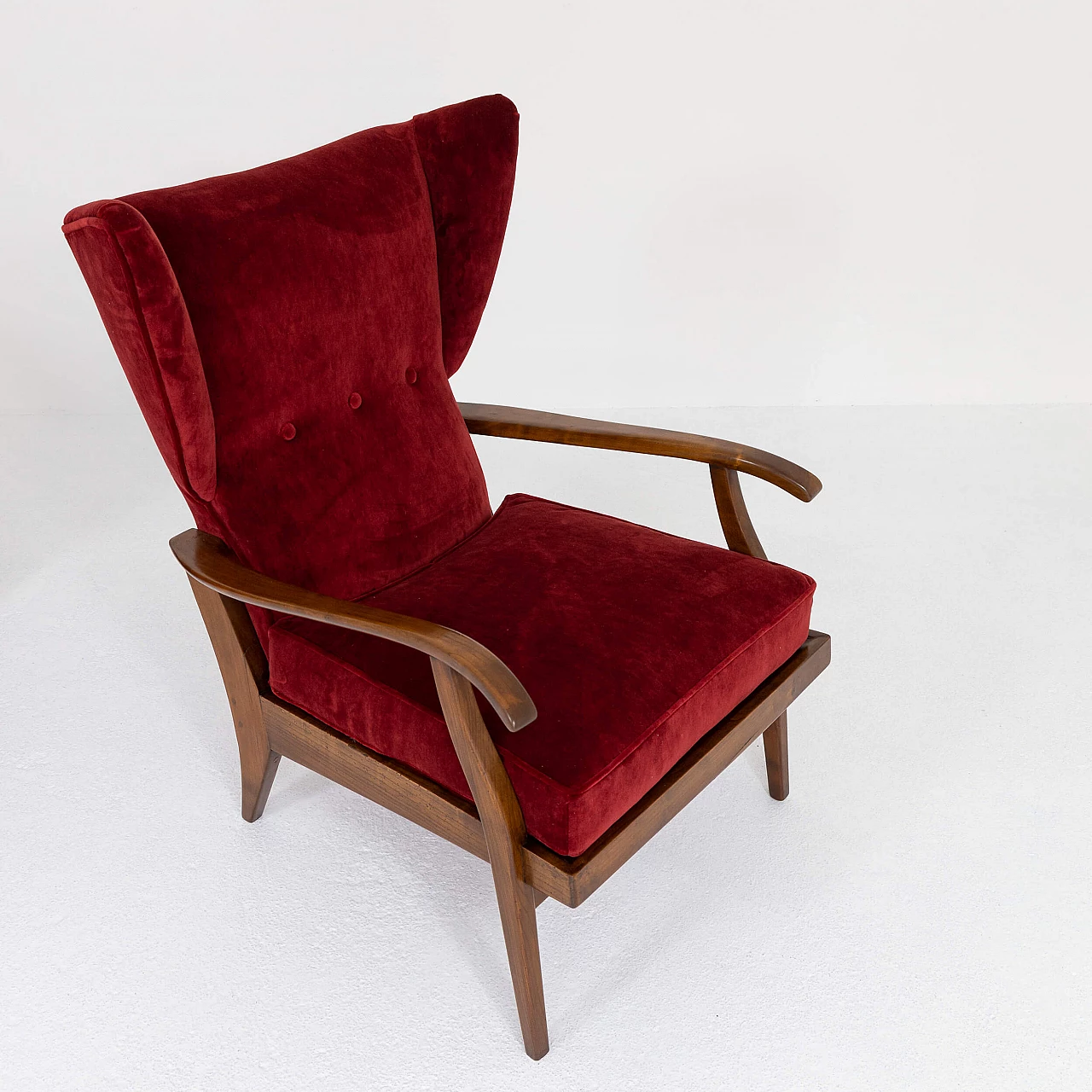 Pair of Camea armchairs by Renzo Franchi in walnut, 1950s 7