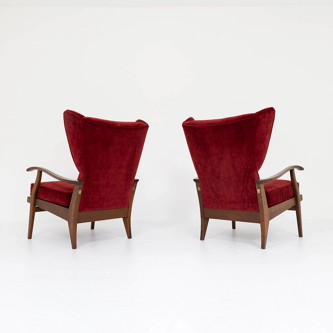 Pair of Camea armchairs by Renzo Franchi in walnut, 1950s 8