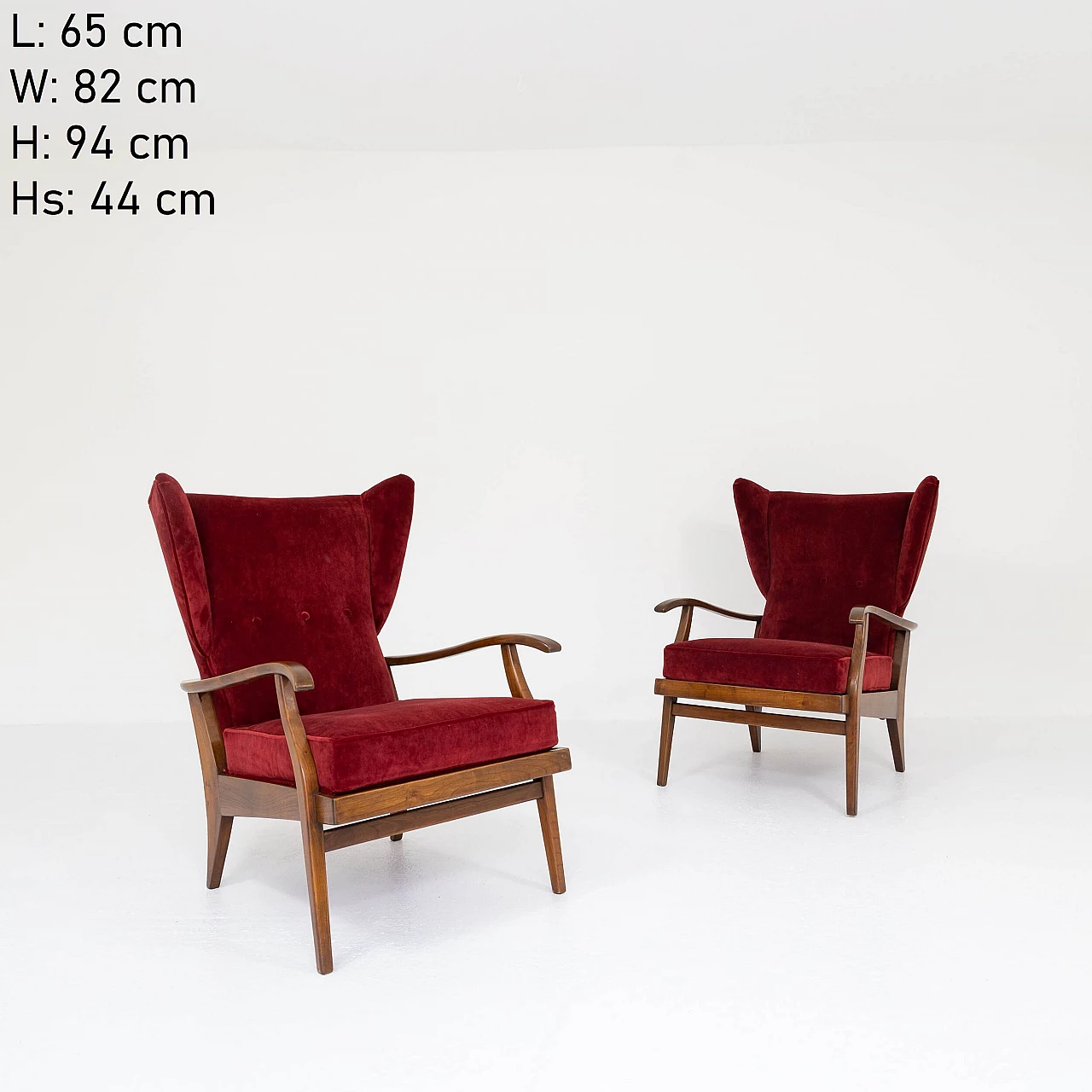 Pair of Camea armchairs by Renzo Franchi in walnut, 1950s 9