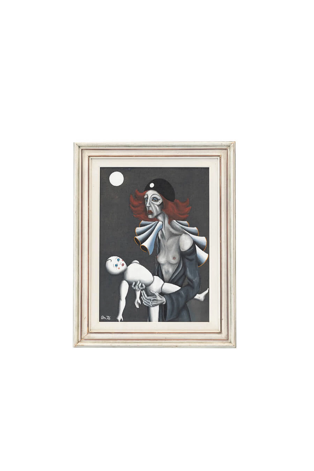 Dipinto di donna con burattino, anni '70 1466202