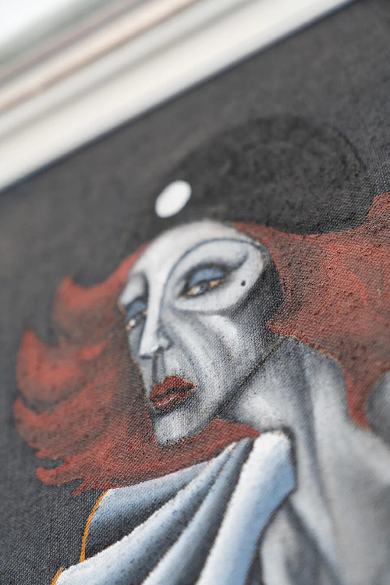 Dipinto di donna con burattino, anni '70 1466205