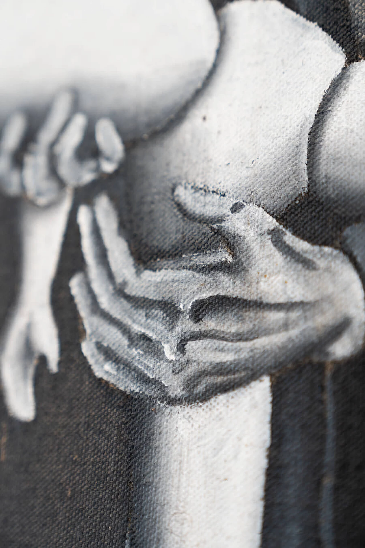 Dipinto di donna con burattino, anni '70 1466206