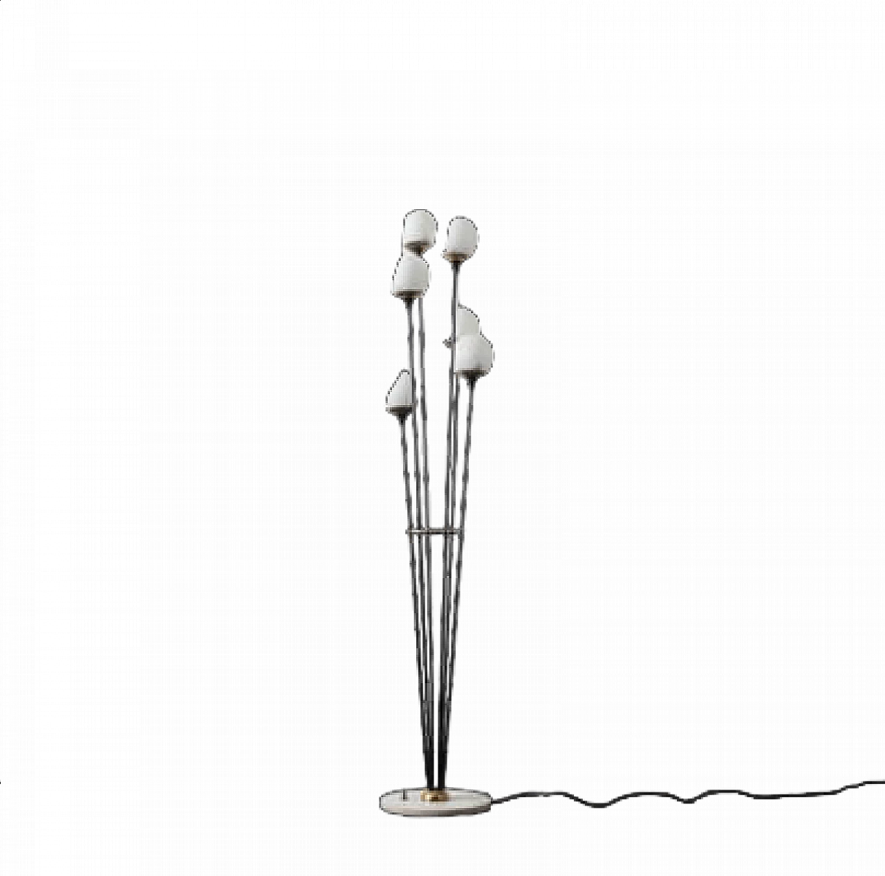 Lampada da terra in marmo, ottone e vetro di Stilnovo, anni '50 9