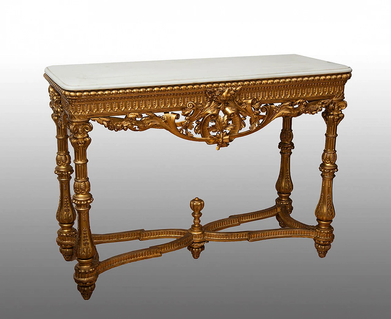 Napoleon III gilded wood console with marble top, 19th century 1