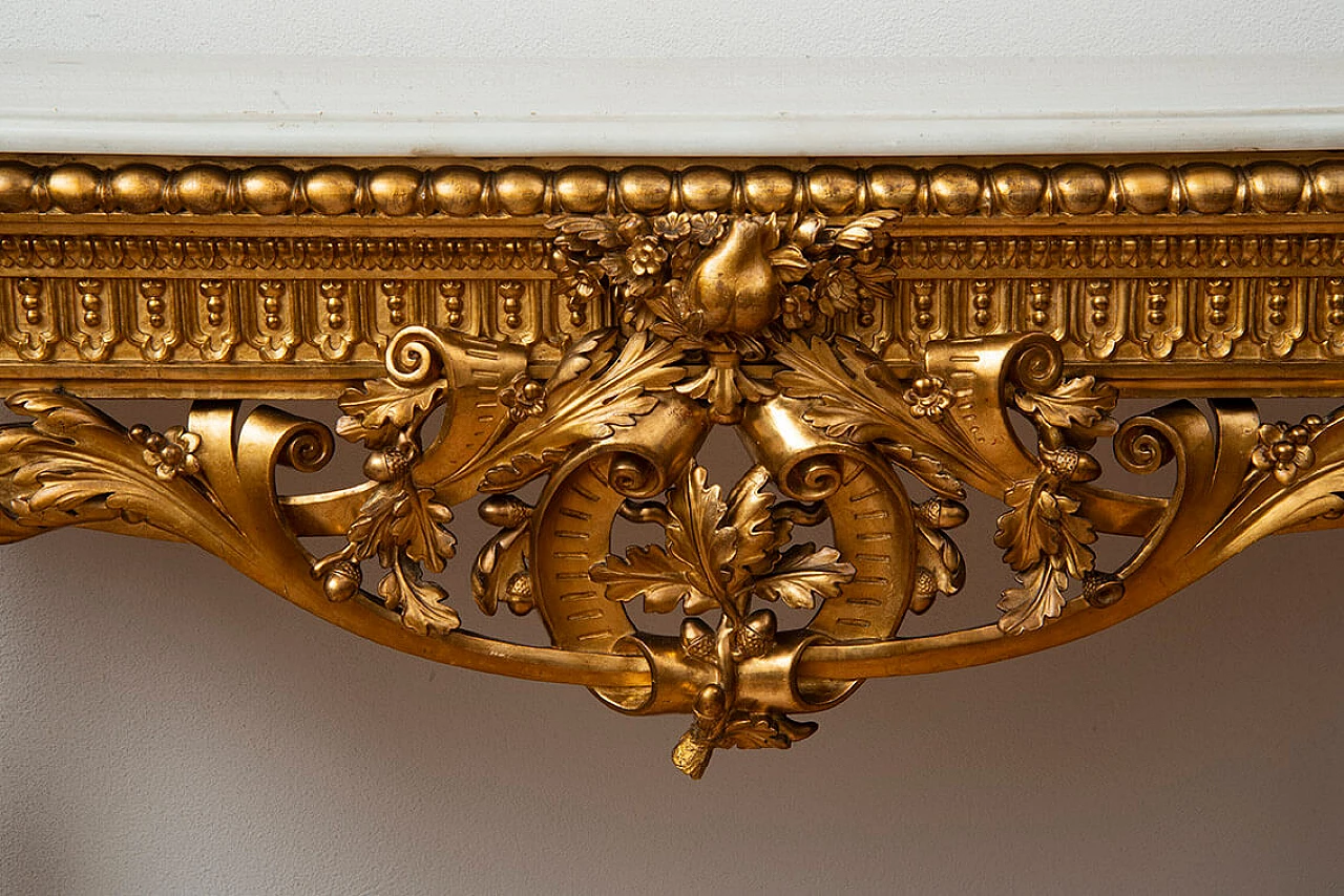 Napoleon III gilded wood console with marble top, 19th century 2