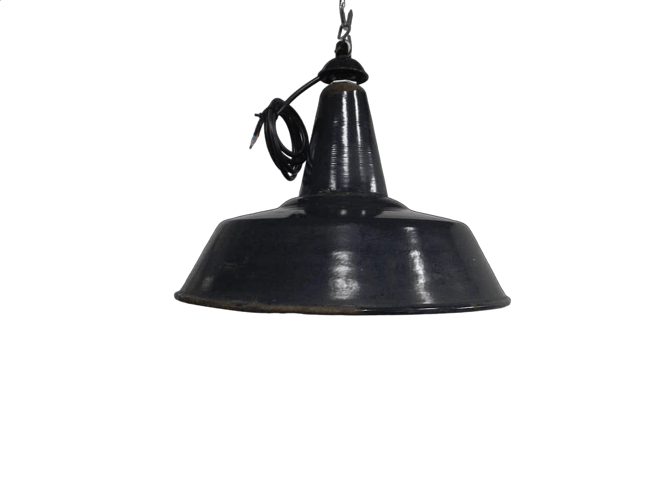 Lampada da soffitto in metallo nero, anni '40 11