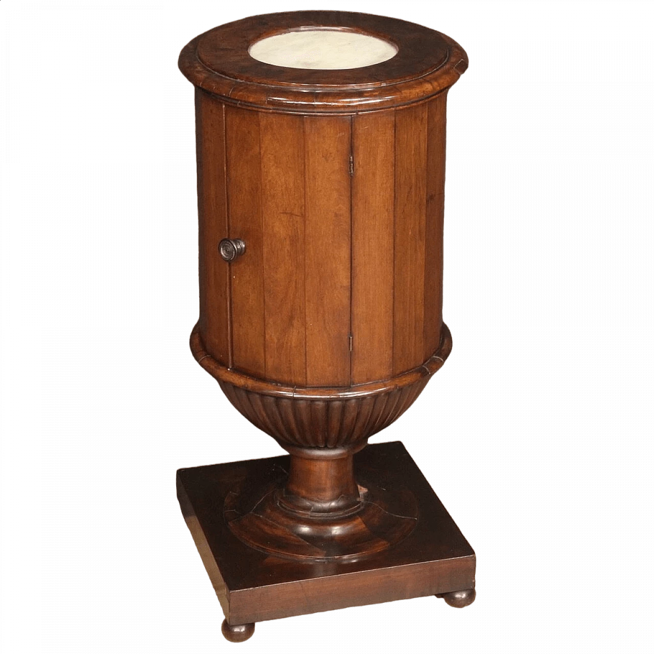 Genoese walnut bedside table with marble top, first half of the 19th century 12