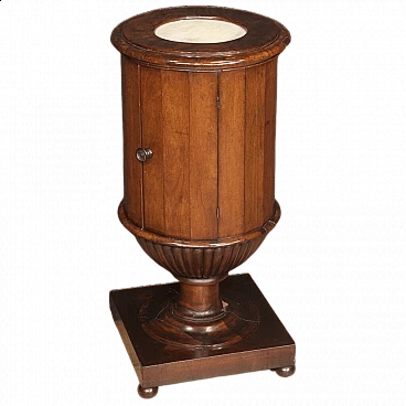 Genoese walnut bedside table with marble top, first half of the 19th century