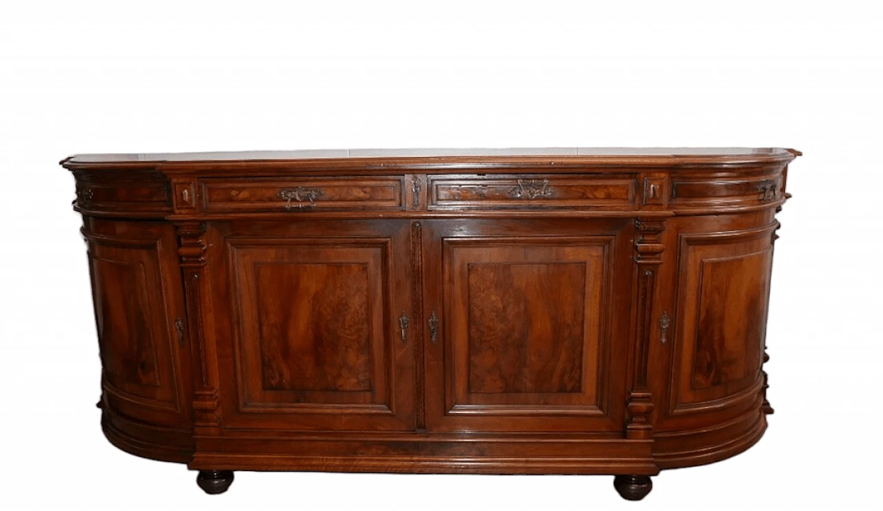 Credenza francese in noce con ante e cassetti, fine '800 17