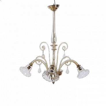 Murano glass chandelier with 3 bells, 1940s