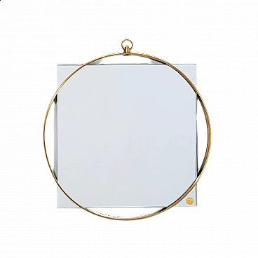 Square wall mirror with brass frame by Fontana Arte, 1950s