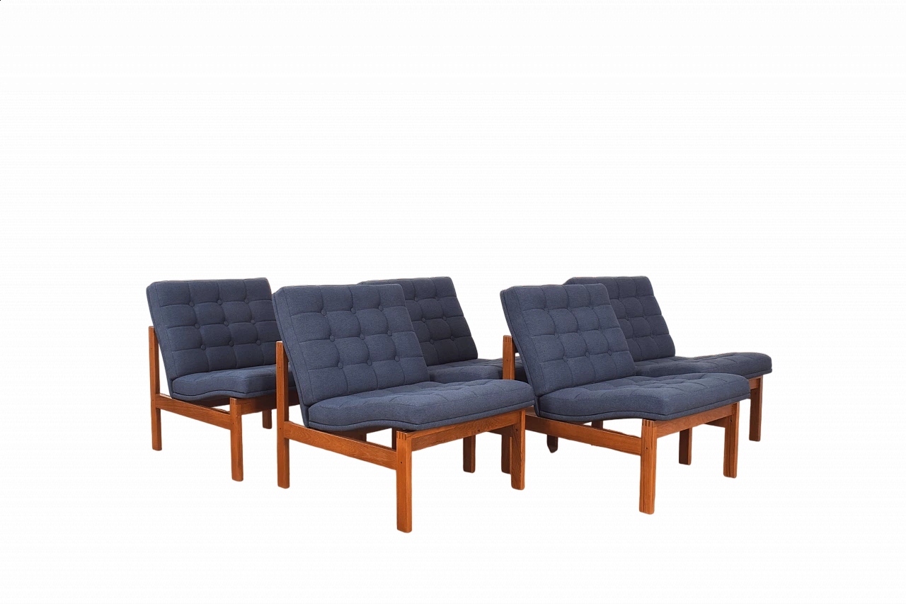 5 Poltrone Moduline in teak di Ole Gjerløv-Knudsen & Torben Lind per France & Søn, anni '60 15