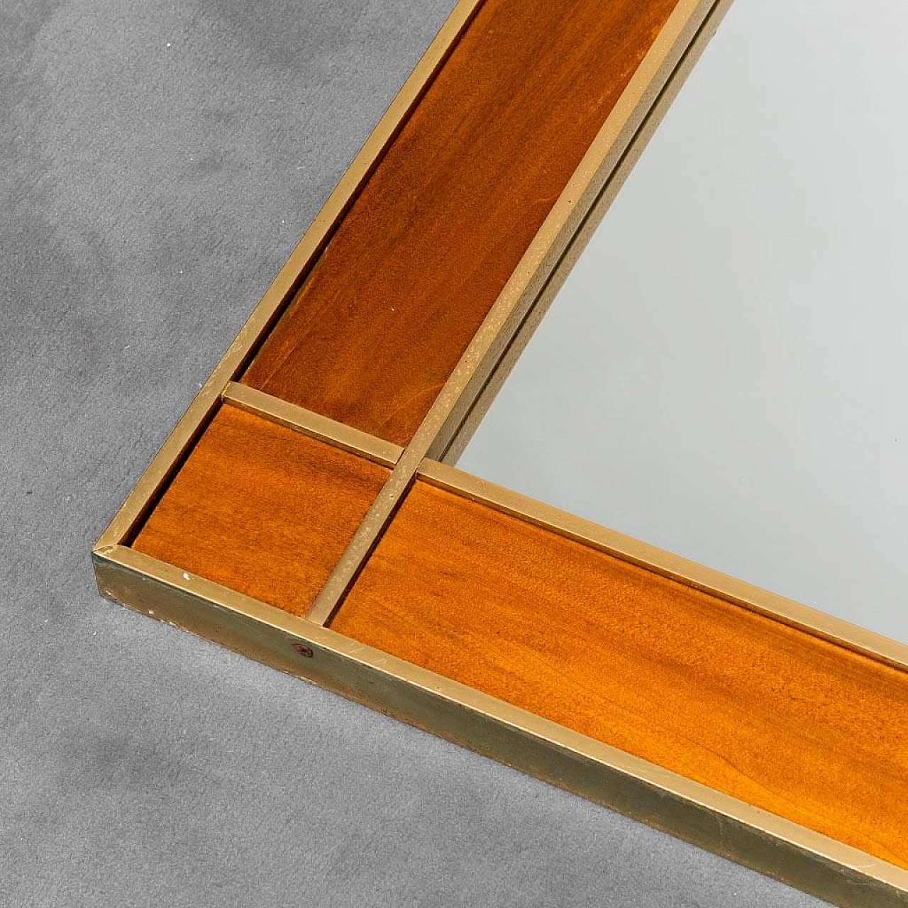 Wood and gilded metal wall mirror, 1970s 2