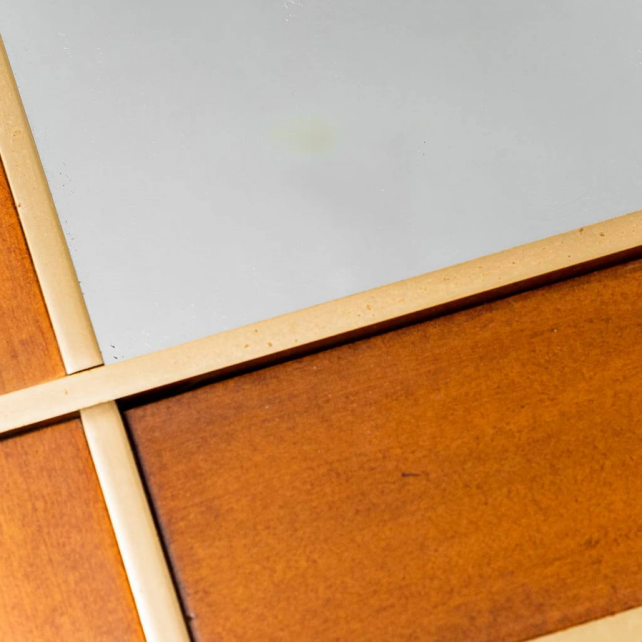 Specchio da parete in legno e metallo dorato, anni '70 4