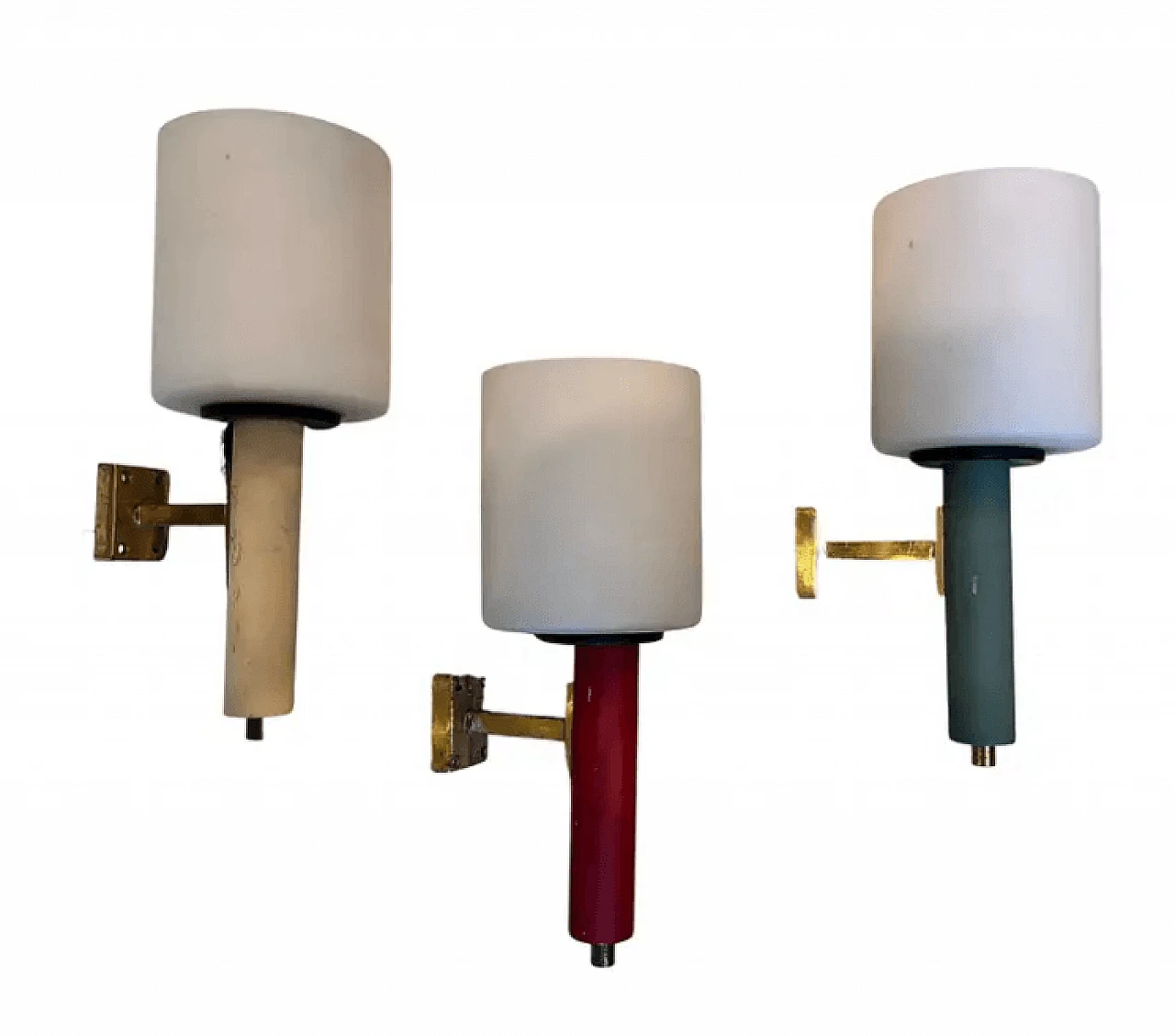 3 brass wall sconces in Stilnovo style, 1960s 1