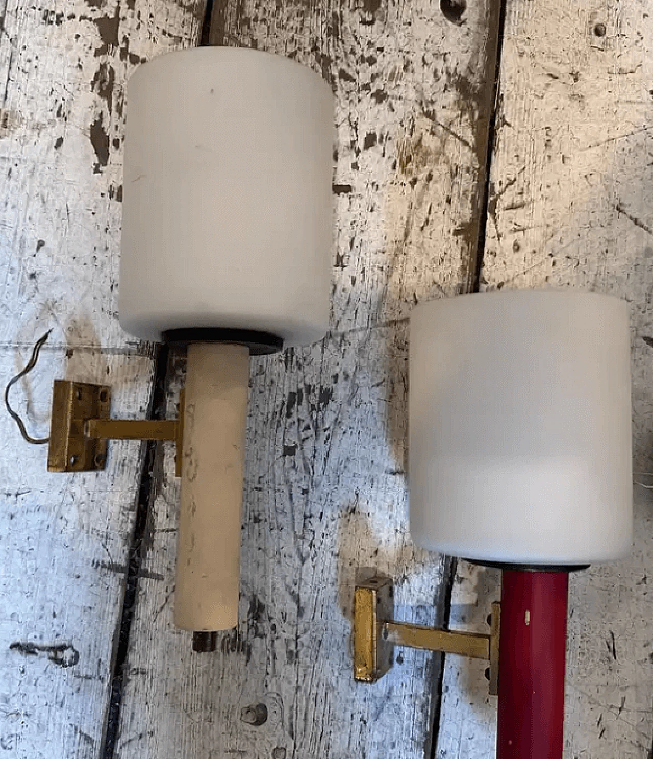 3 brass wall sconces in Stilnovo style, 1960s 4