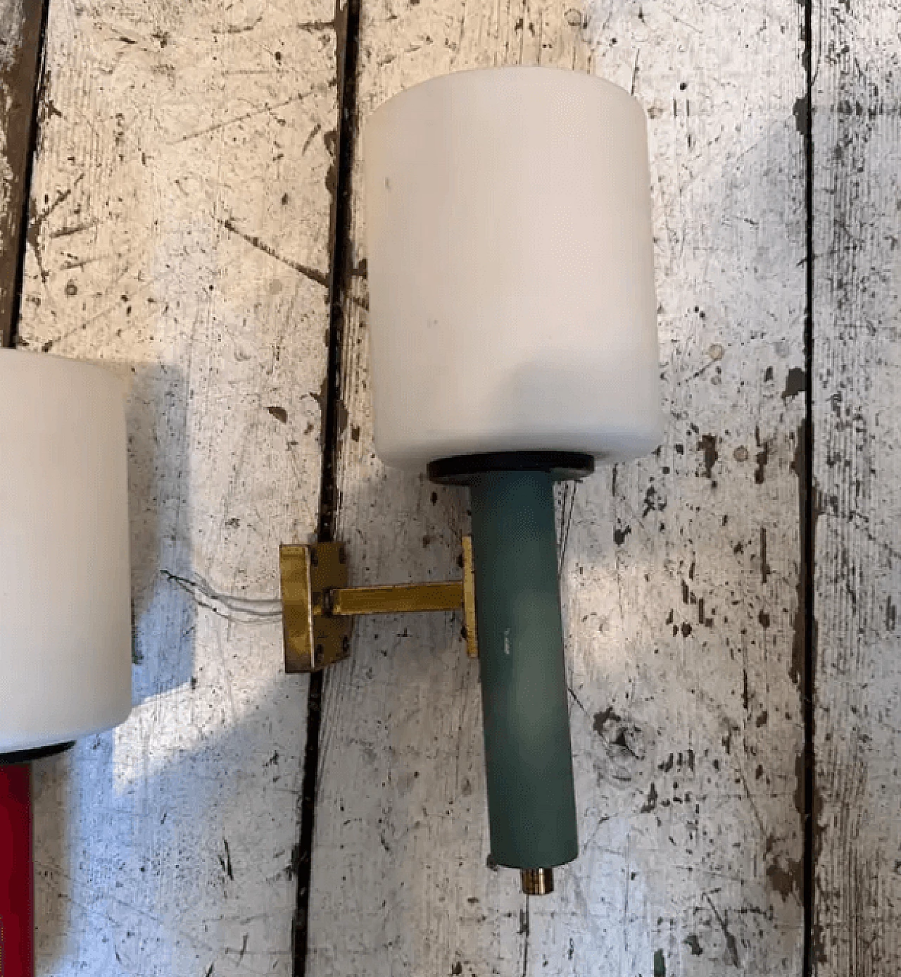 3 brass wall sconces in Stilnovo style, 1960s 9