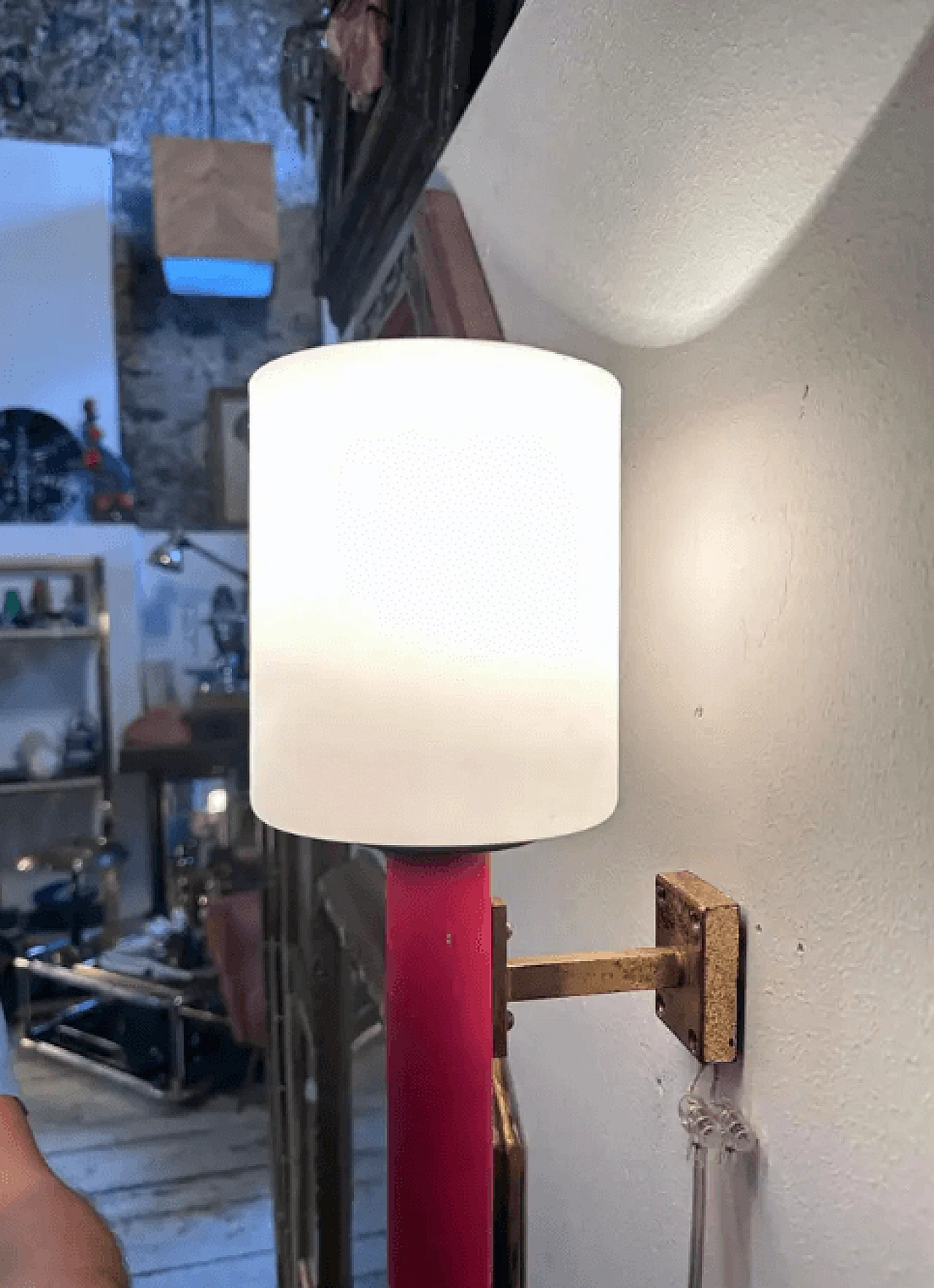 3 brass wall sconces in Stilnovo style, 1960s 11