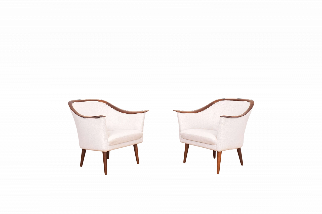 Pair of 550 teak armchairs by Fredrik A. Kayser for Vatne Lenestolfabrikk, 1960s 16