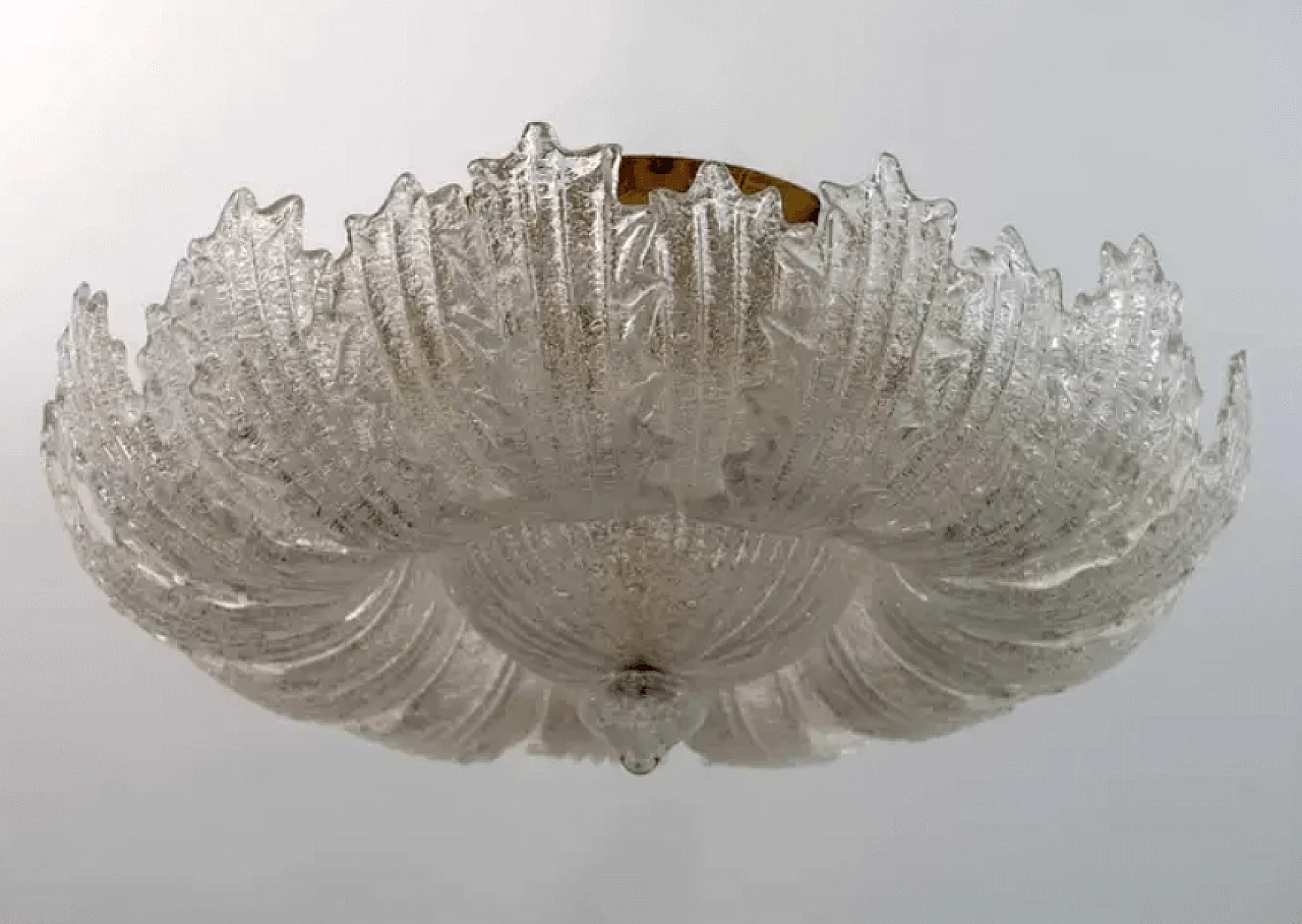 Brass and Murano glass ceiling lamp by Barovier & Toso, 1980s 3