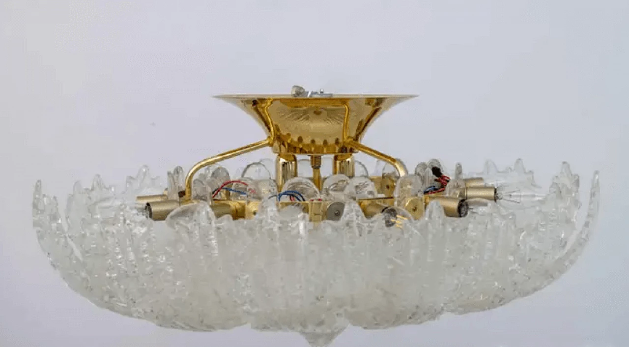Brass and Murano glass ceiling lamp by Barovier & Toso, 1980s 5