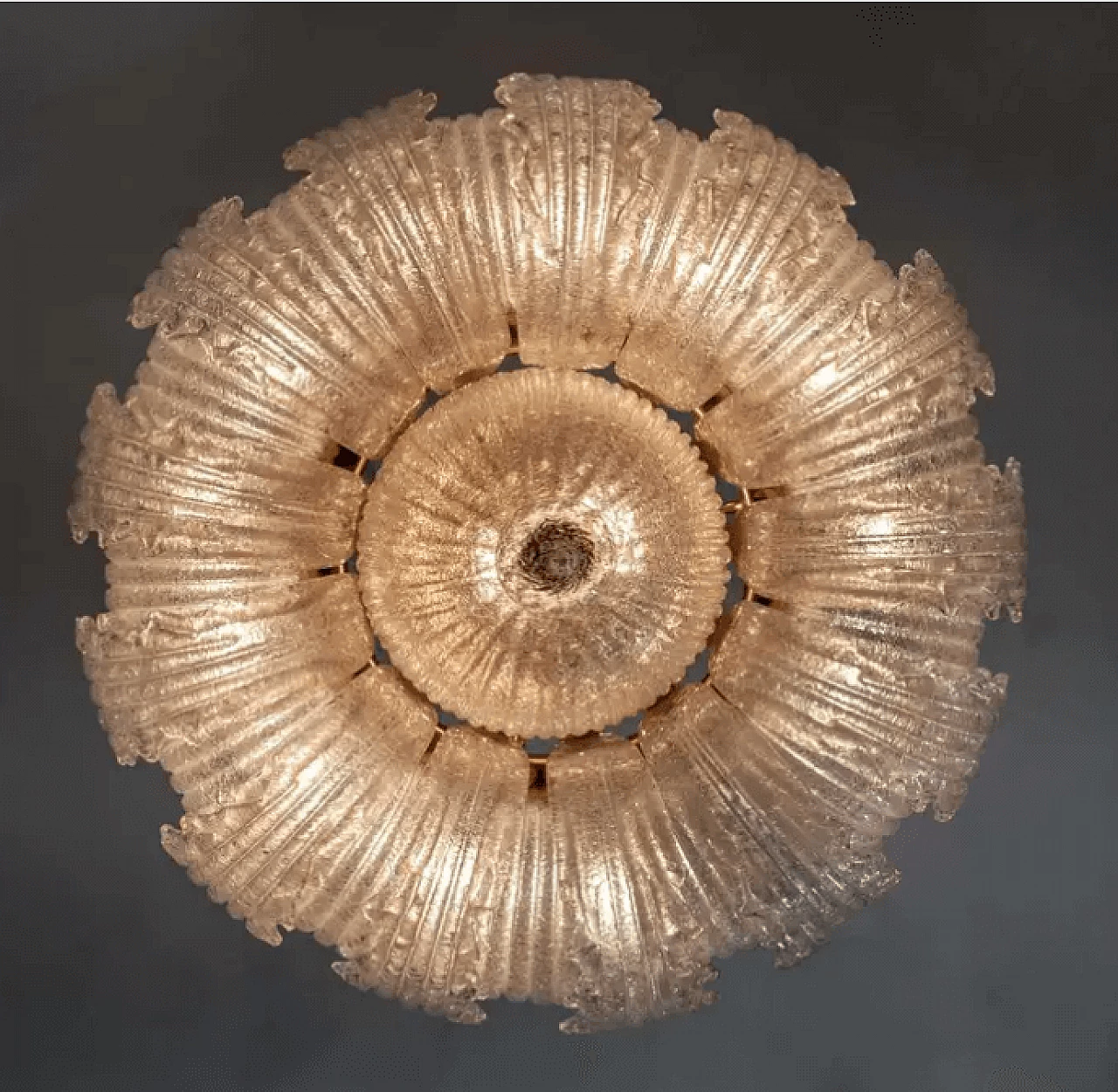 Brass and Murano glass ceiling lamp by Barovier & Toso, 1980s 6