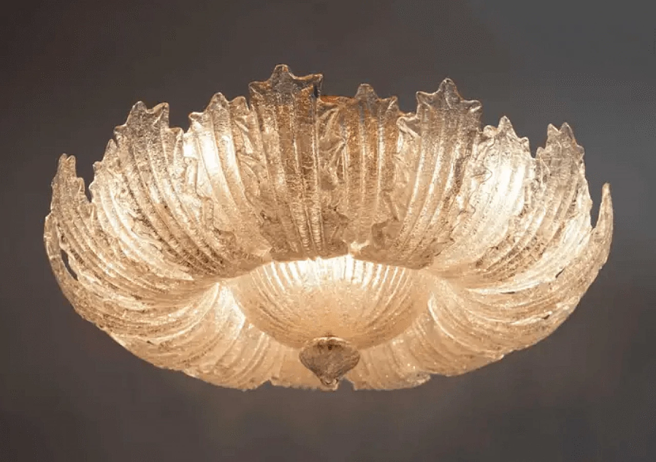 Brass and Murano glass ceiling lamp by Barovier & Toso, 1980s 7