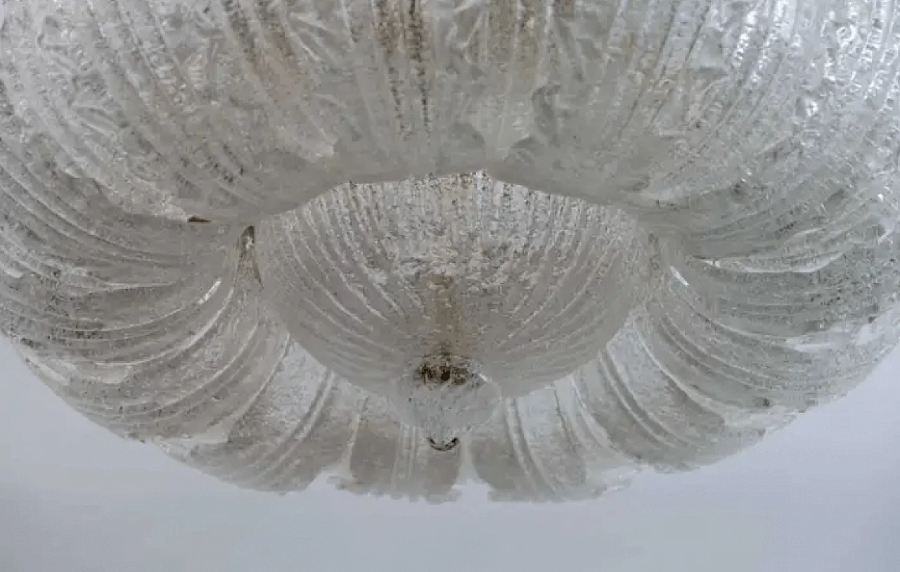 Brass and Murano glass ceiling lamp by Barovier & Toso, 1980s 9