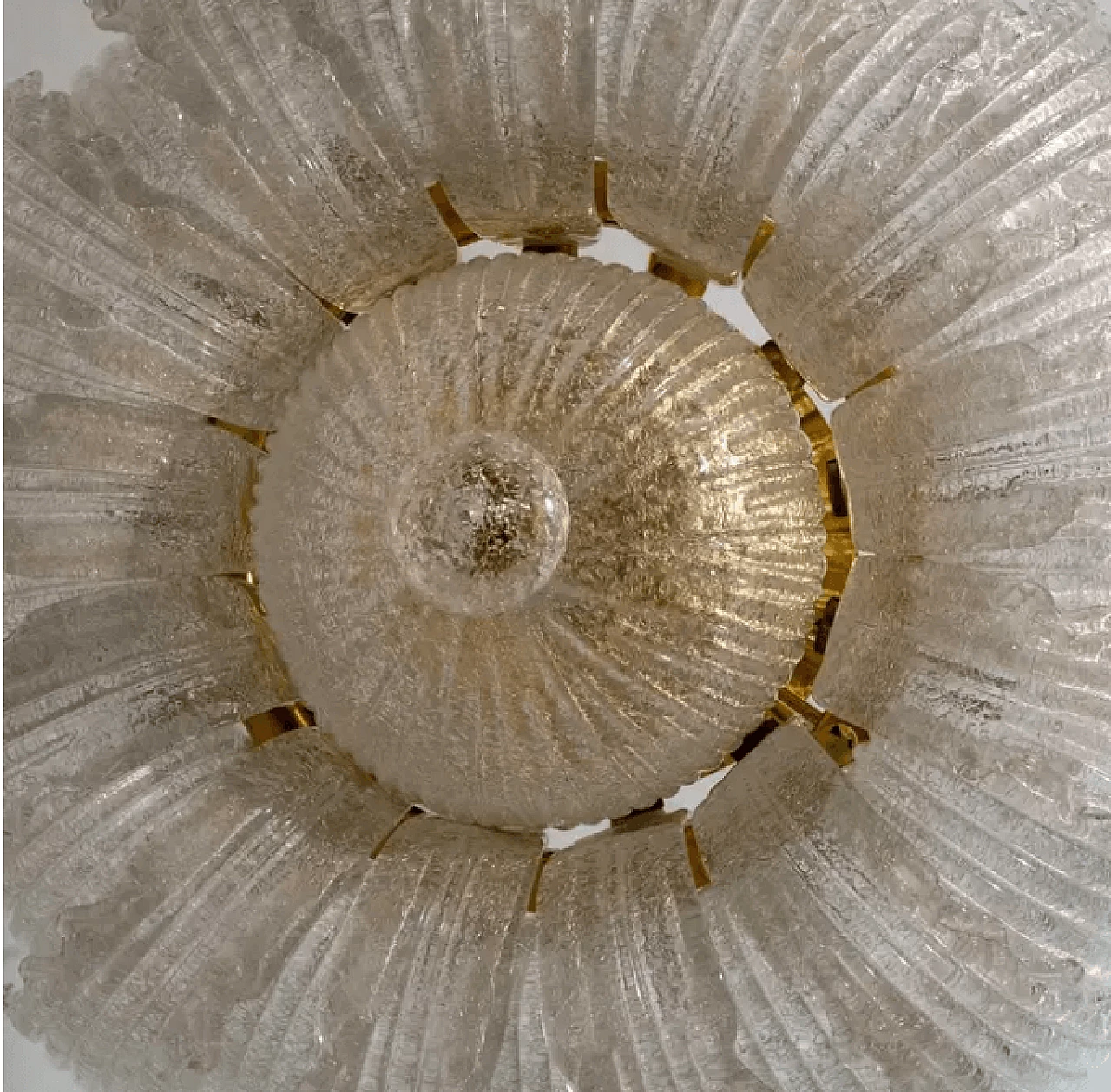 Brass and Murano glass ceiling lamp by Barovier & Toso, 1980s 11