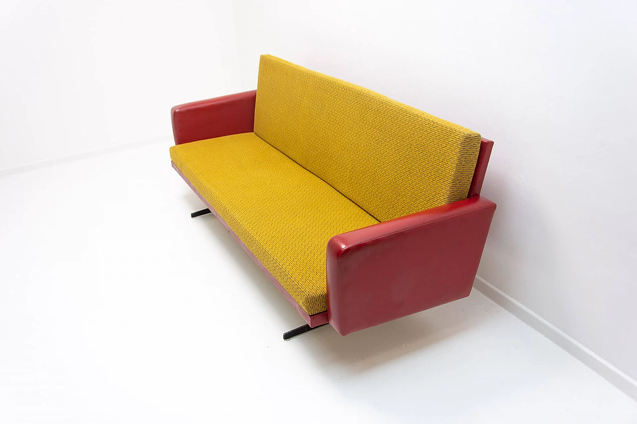 Divano cecoslovacco in ferro, tessuto e similpelle, anni '70 3